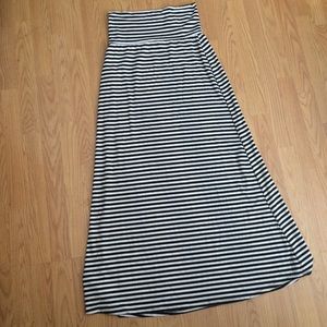 Long, black and white striped skirt